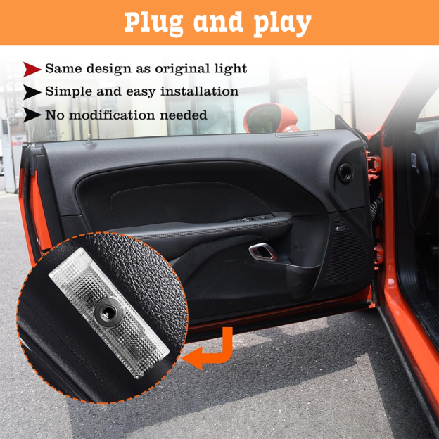 2pcs For 2008-2023 Challenger // Car LED Door Projector Puddle Lights HD Lamps White Red Dodge 