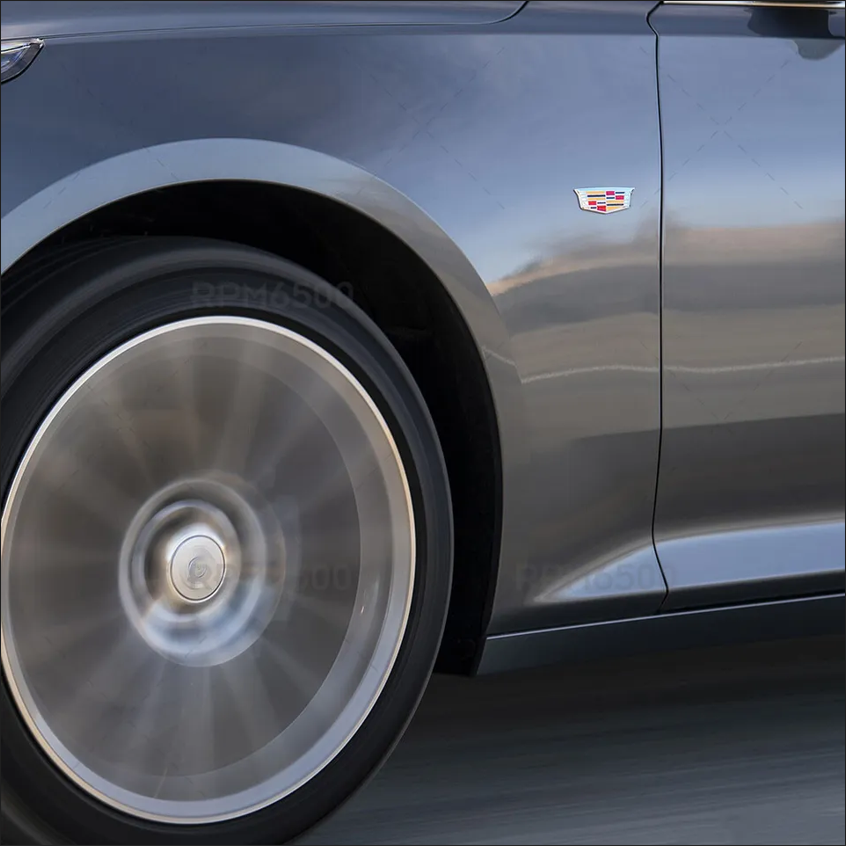 2PCS Escalade CTS STS DTS SRX XTS Metal Fender Marker Door Emblem Chrome Color Cadillac 84552887