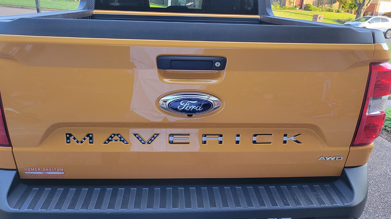 Ford MAVERICK 2022-2023 Letters Rear Tailgate Emblems Nameplate 3D Decal Sticker Balck White US Flag