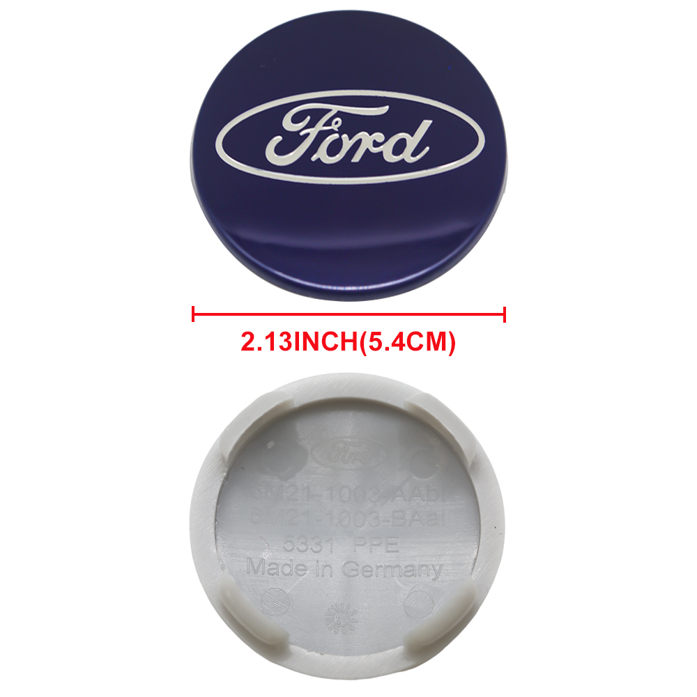 8PCS SET Ford Wheel Center Hub Caps 54mm Rim Emblem Hubcap Cover Logo 2 ⅛" & 4pcs Valve Caps Blue 6M21-1003-AA 6M2Z-1003-C CP9C1A096AA