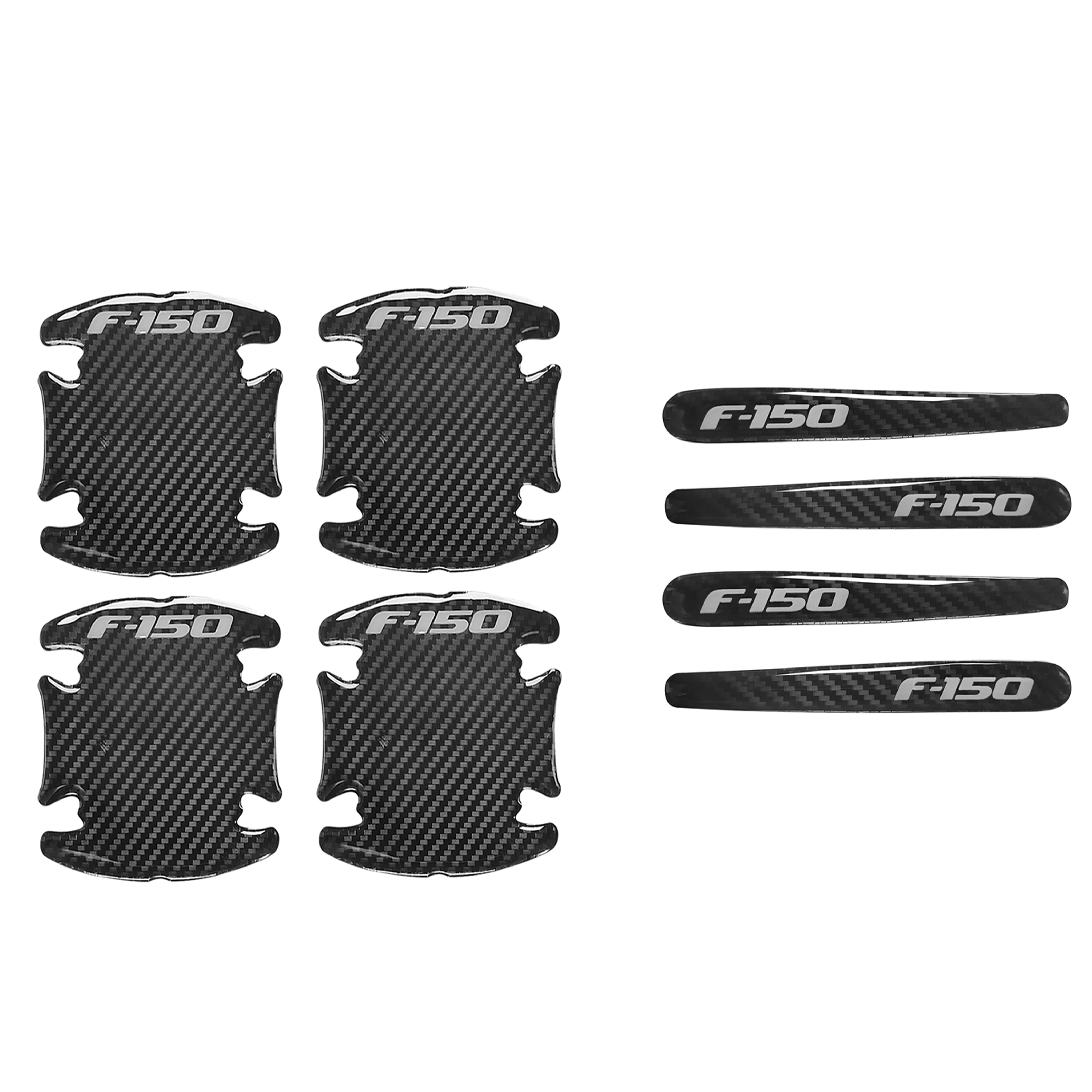 Ford F-150 Black White Door Sill Scuff Covers Protector & Door Cup Handle Stickers 12PCS SET