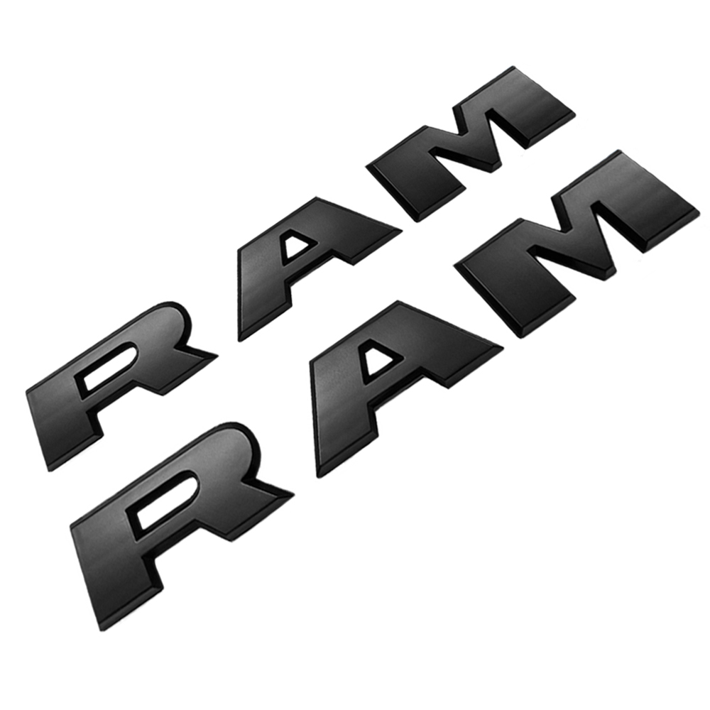 Dodge RAM 1500 2500 3500 2019-2023 Front Door Side Emblems Badges Letters Nameplates Matte Black