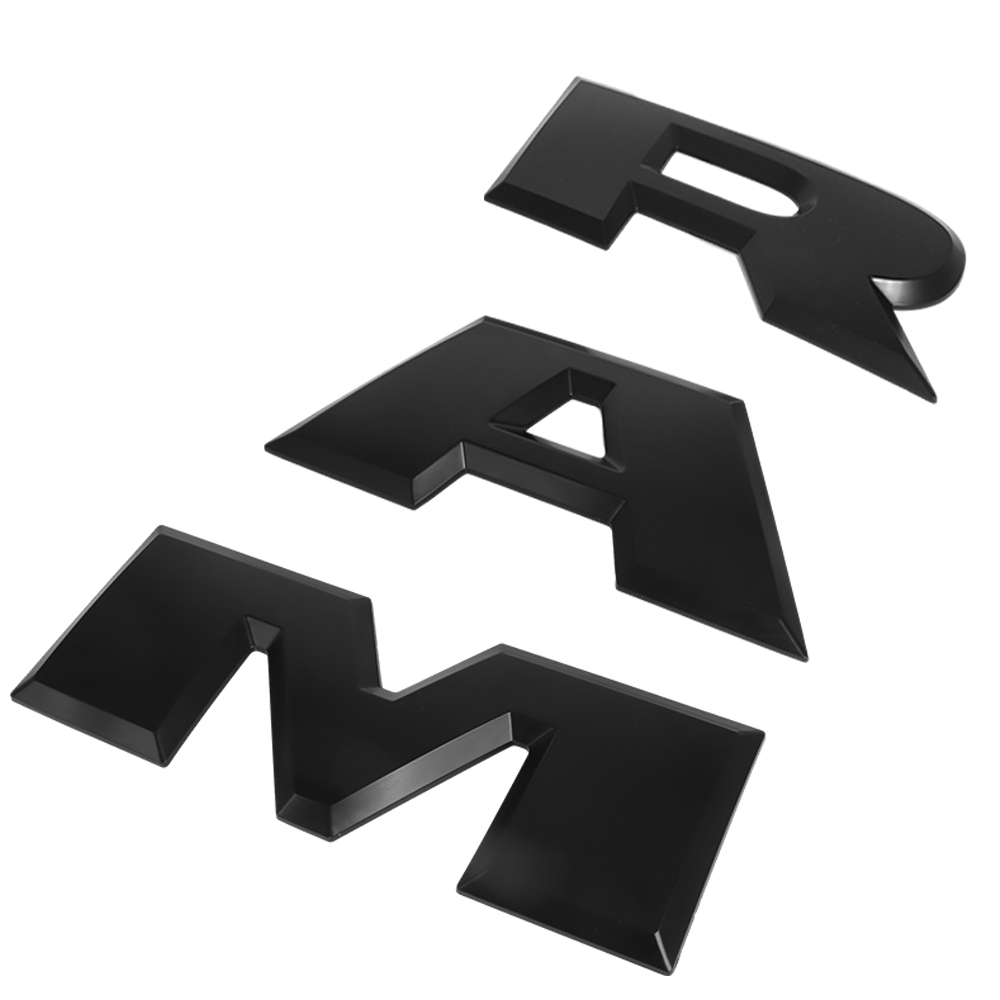 {Large} Dodge RAM 2015-2020 Rear Tailgate Letters Emblem Replacement 3D Trunk Lid Badges Matte Black