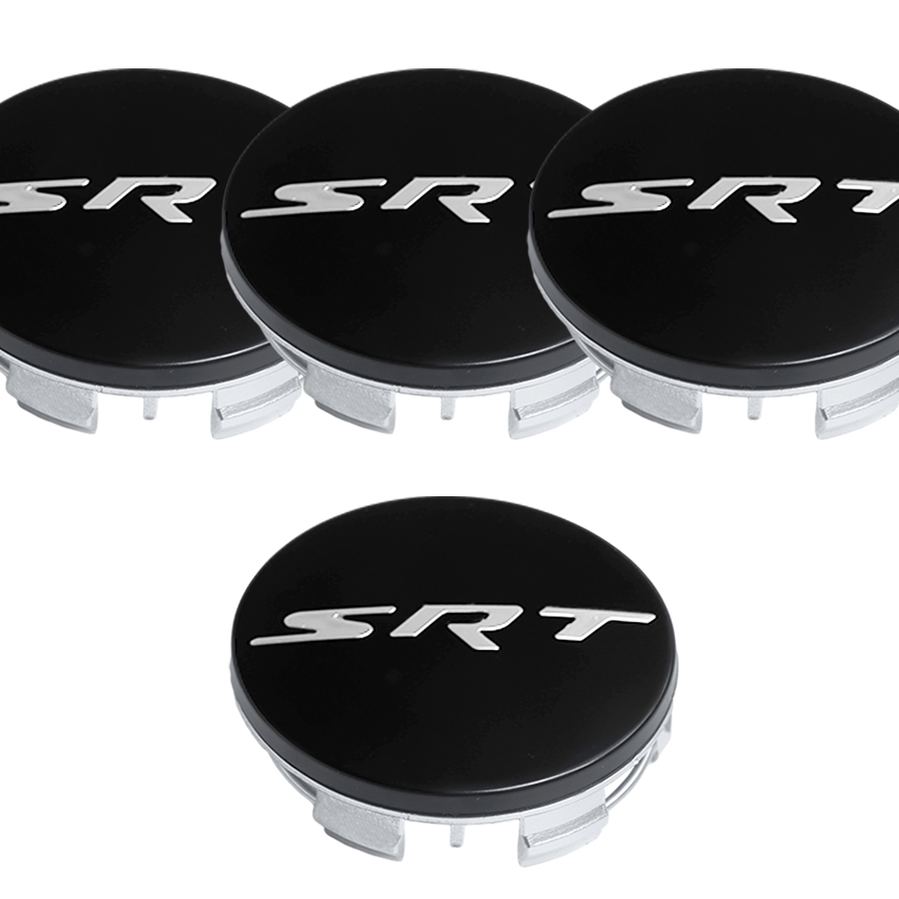 63MM Dodge Charger Challenger SRT Wheel Center Caps SRT 2011-2022 Rim Center Cover Black Silver 4PCS SET 