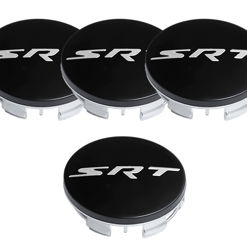 63MM Dodge Charger Challenger SRT Wheel Center Caps SRT 2011-2022 Rim Center Cover Black Silver 4PCS SET 