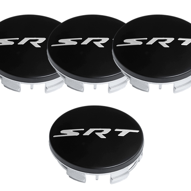 63MM Dodge Charger Challenger SRT Wheel Center Caps SRT 2011-2022 Rim Center Cover Black Silver 4PCS SET 