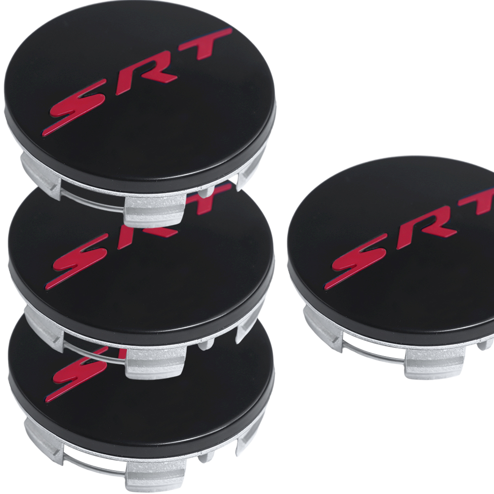 63MM Dodge Charger Challenger SRT Wheel Center Caps SRT 2011-2022 Rim Center Cover Black Red 4PCS SET 