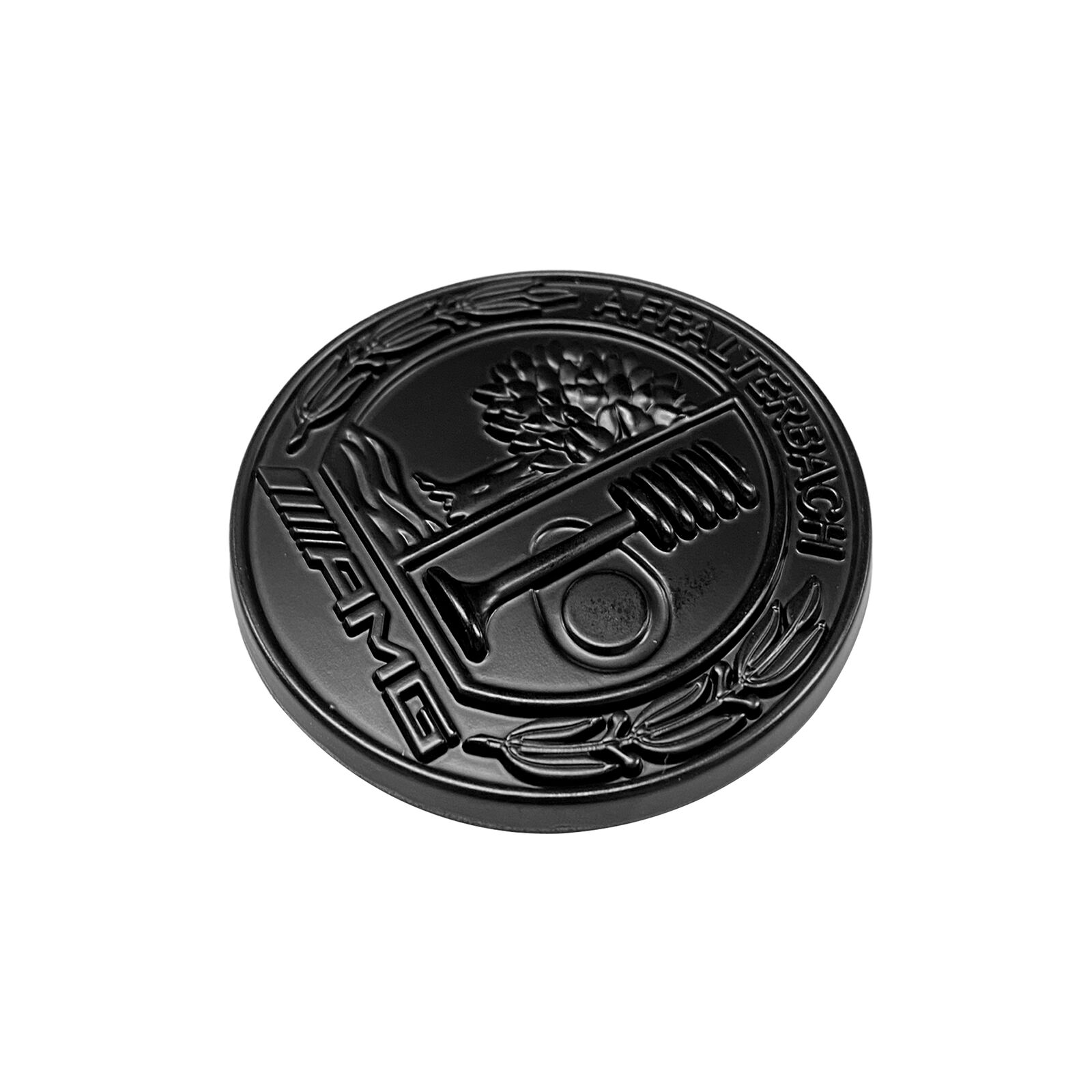 Mercedes Benz Affalterbach AMG Emblem Matte BLACK Apple Tree Flat 57mm 3D Front Hood Round Badge