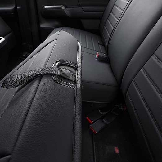 S08-QE Tacoma Seat Covers, Fit for 2005-2023 Tacoma Crew Cab SR SR5 TRD Sport TRD Off-Road PreRunner with Water Proof Faux Leather(Full Set, Black&Red)