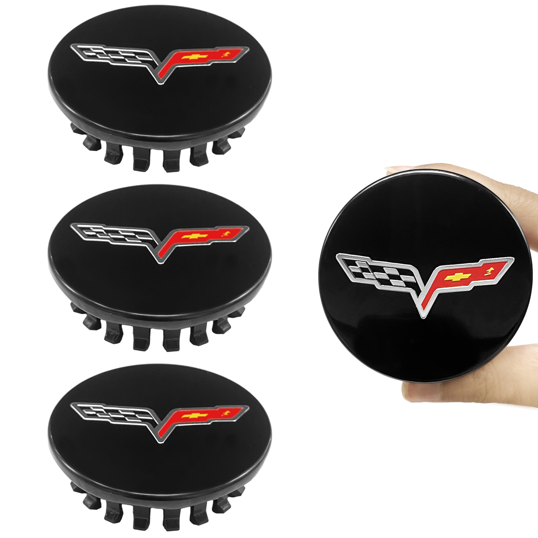 Gloss Black 68mm Wheel Center Cap for Chevrolet Corvette C6 2005-2013 | OE# 9595010