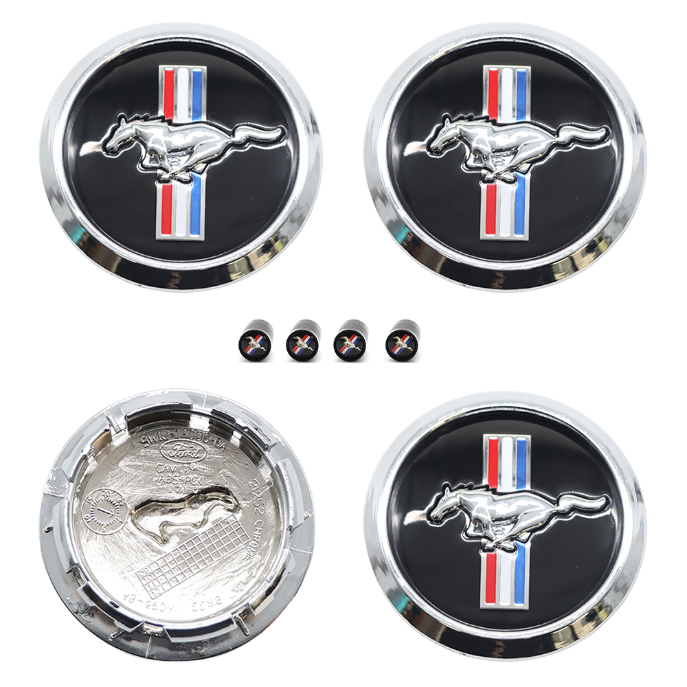 4Pcs 2004-2020 M-ustang Wheel Center Caps Chrome Black Running Horse Ford 5W1J 1A096 BA