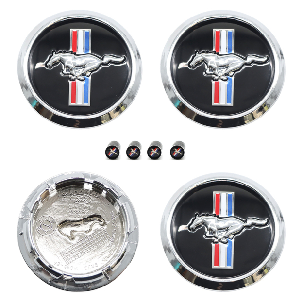 4Pcs 2004-2020 M-ustang Wheel Center Caps Chrome Black Running Horse Ford 5W1J 1A096 BA