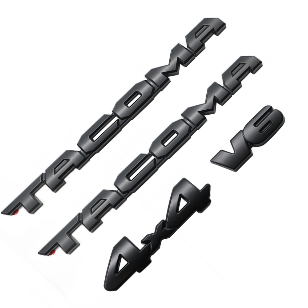 4PCS 2016-2023 Tacoma V6 4x4 ABS Plastic Car Door Overlay Letter Matte Black Toyota PT948-35180-02