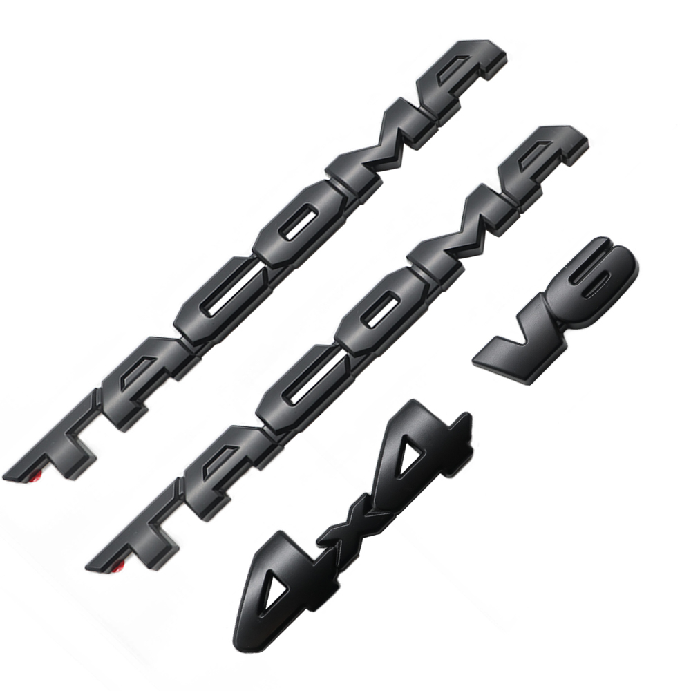 4PCS 2016-2023 Tacoma V6 4x4 ABS Plastic Car Door Overlay Letter Matte Black Toyota PT948-35180-02