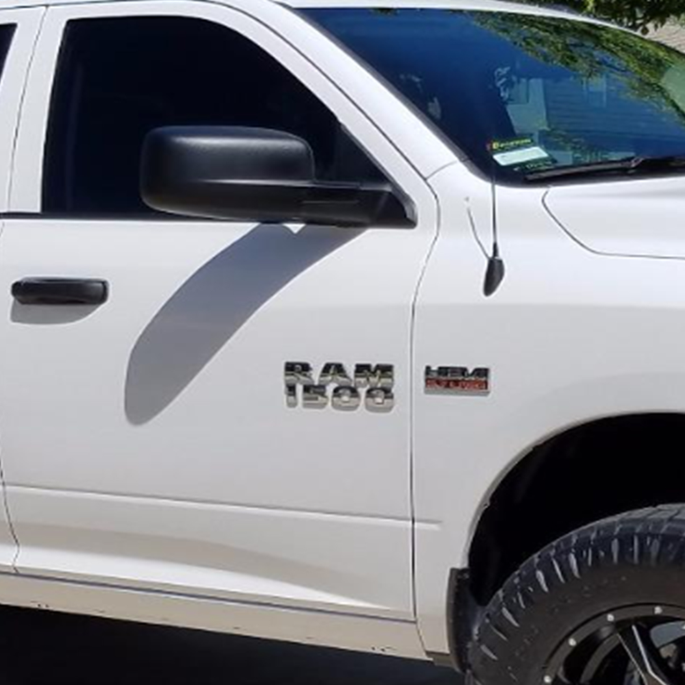 2PCS 2013-24 RAM 1500 2500 3500 4500 5500 HEMI 5.7 LITER Side Fender Badge Silver Red 3D Decal Dodge 68149700AB