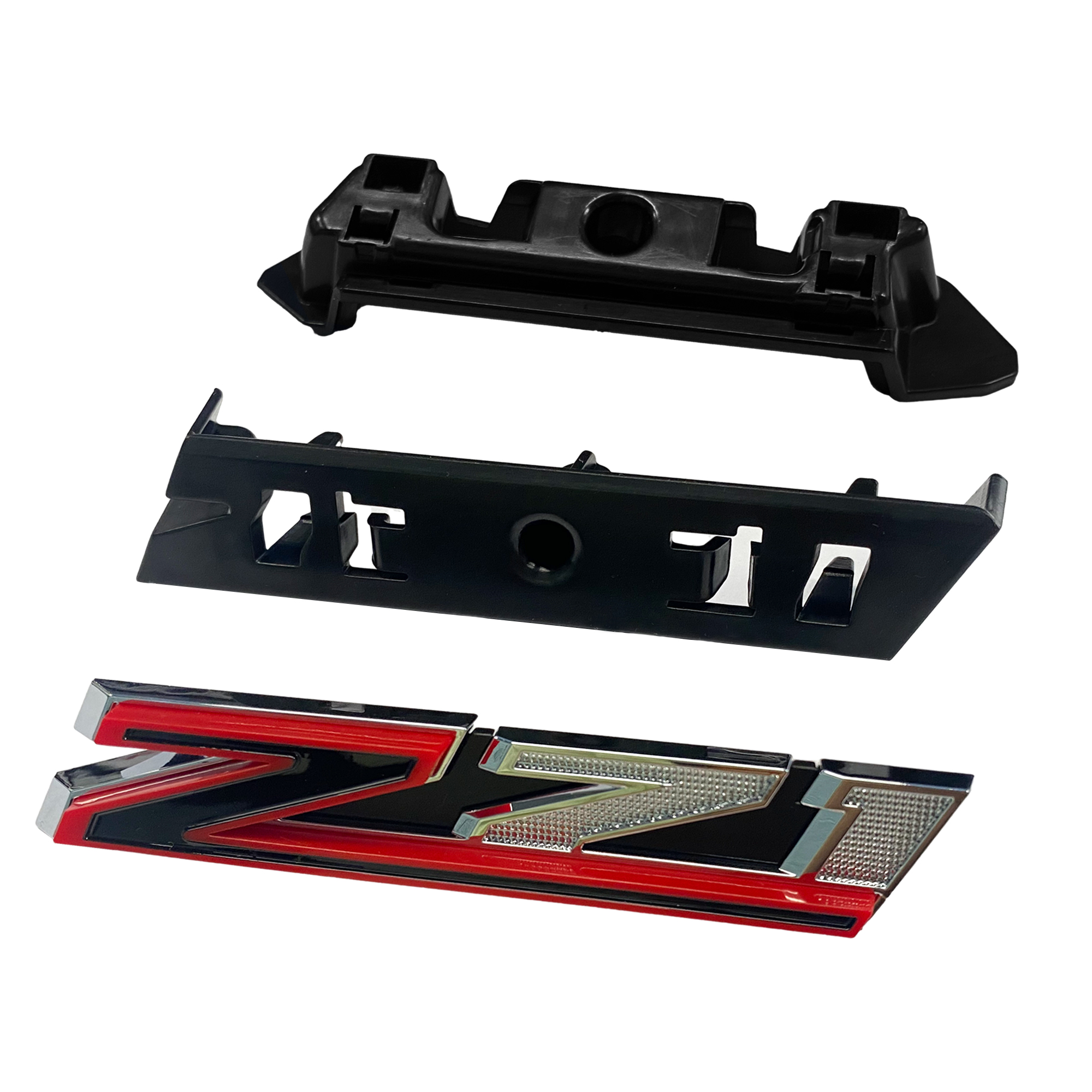 2019-2021 Silverado 1500 Plastic Z71 Front Grille Emblem Red Silver Chevrolet 84384428