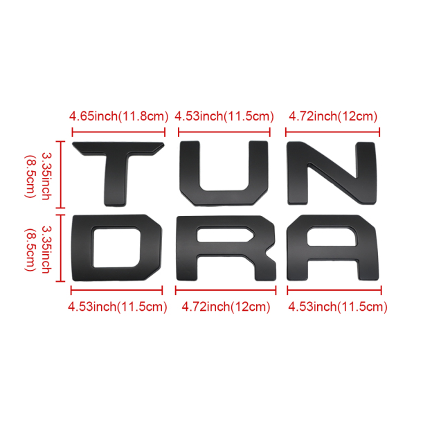 1Pc 2022-2026 Tundra ABS Plastic 3D Raised Rear Trunk Tailgate Letters Matte Black Toyota