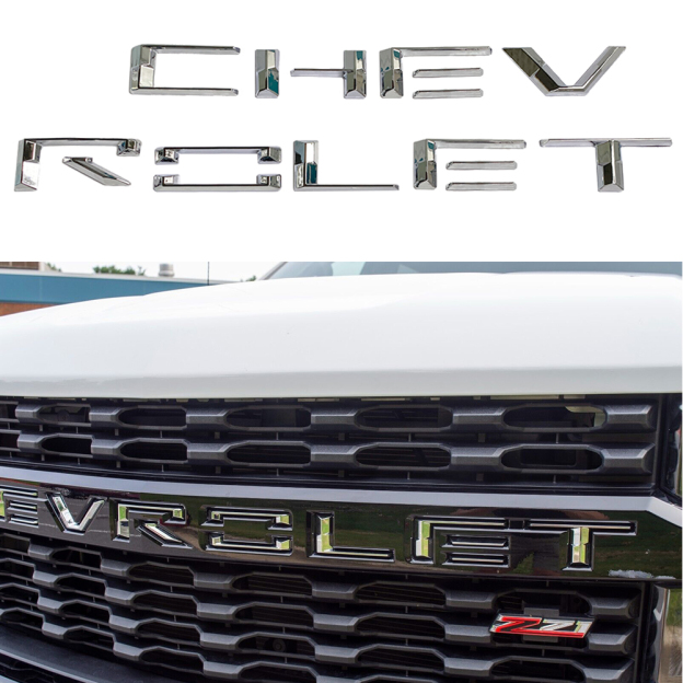 2019-2023 Silverado 1500 Plastic Front Grille Insert 3D Letters Gloss Chrome Cherolet