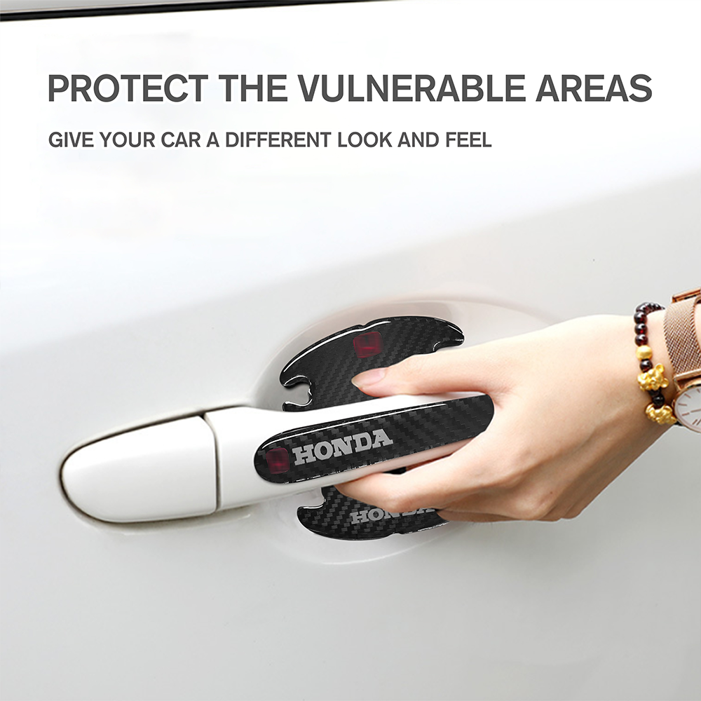 12Pcs Universal Honda Door Plate Sill Scuff Cover Cup Handle Sticker Black Honda