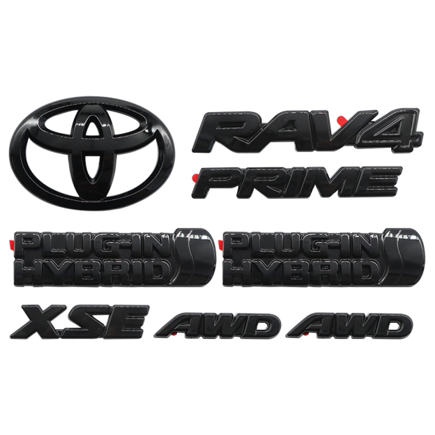 8pcs 2021-2024 RAV4 Prime XSE AWD Emblem Overlay Gloss Blackout Toyota
