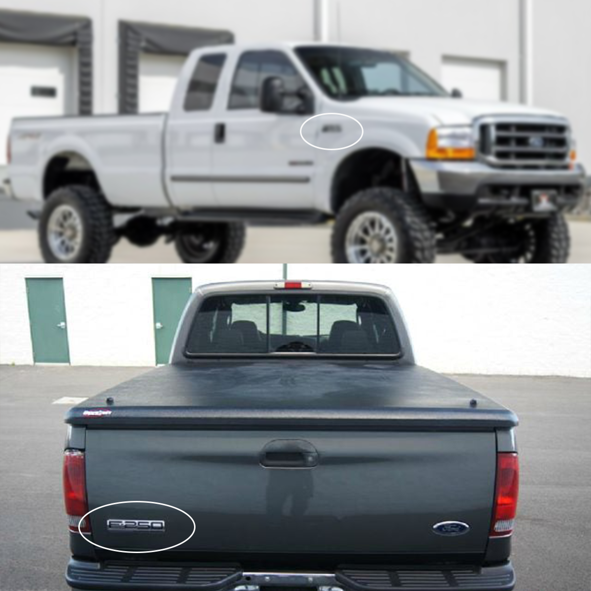 3Pcs 2005-2007 F-350 Lariat Super Duty Fender & Tailgate Badge ABS Chrome Black Ford 3D Rear Sticker Decal Nameplate