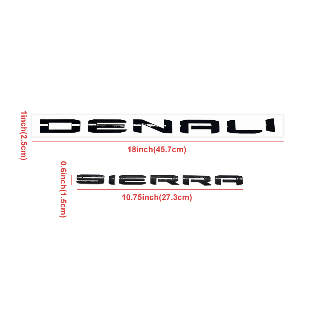 4Pcs 2019-2024 Denali Sierra 1500 2500HD 3500HD ABS Plastic Door Side Letters Gloss Black GMC