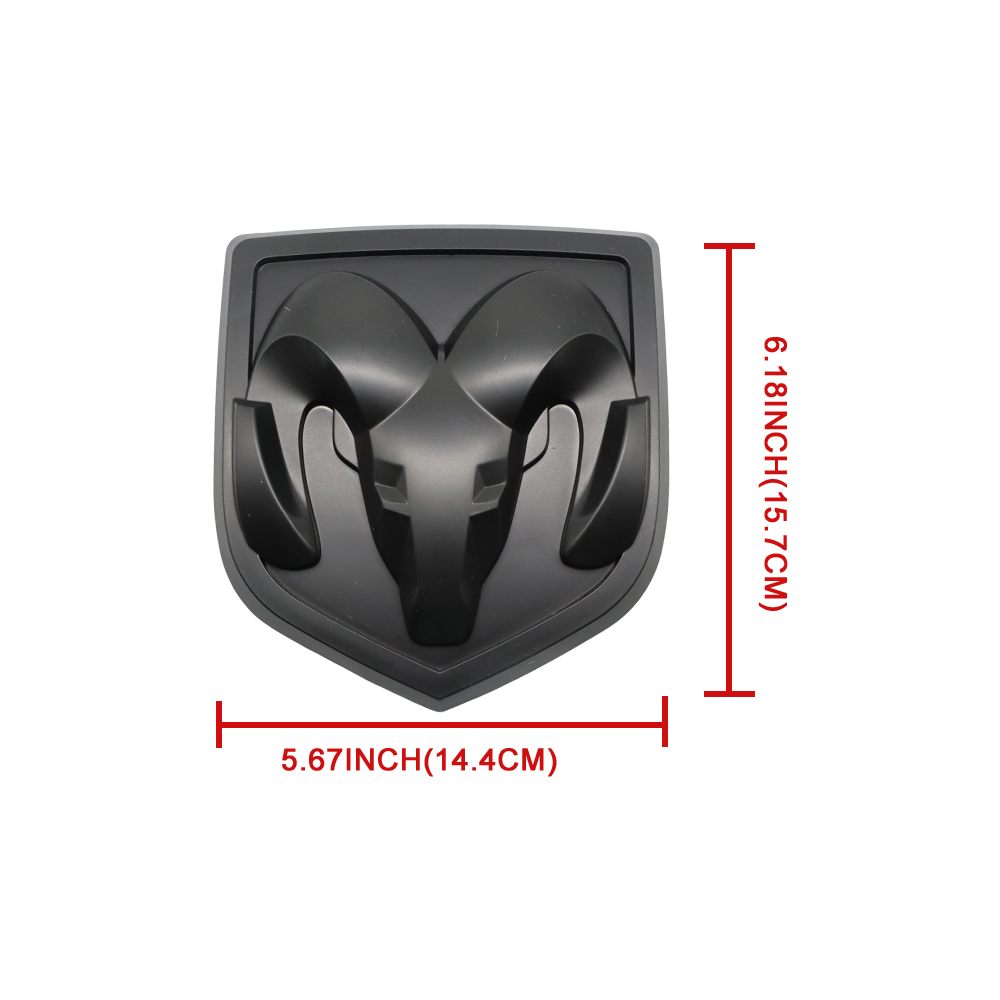 2013-2018 RAM 1500 2500 3500 ABS Rams Head Rear Tailgate Emblem Matte Black Dodge 68218155AB
