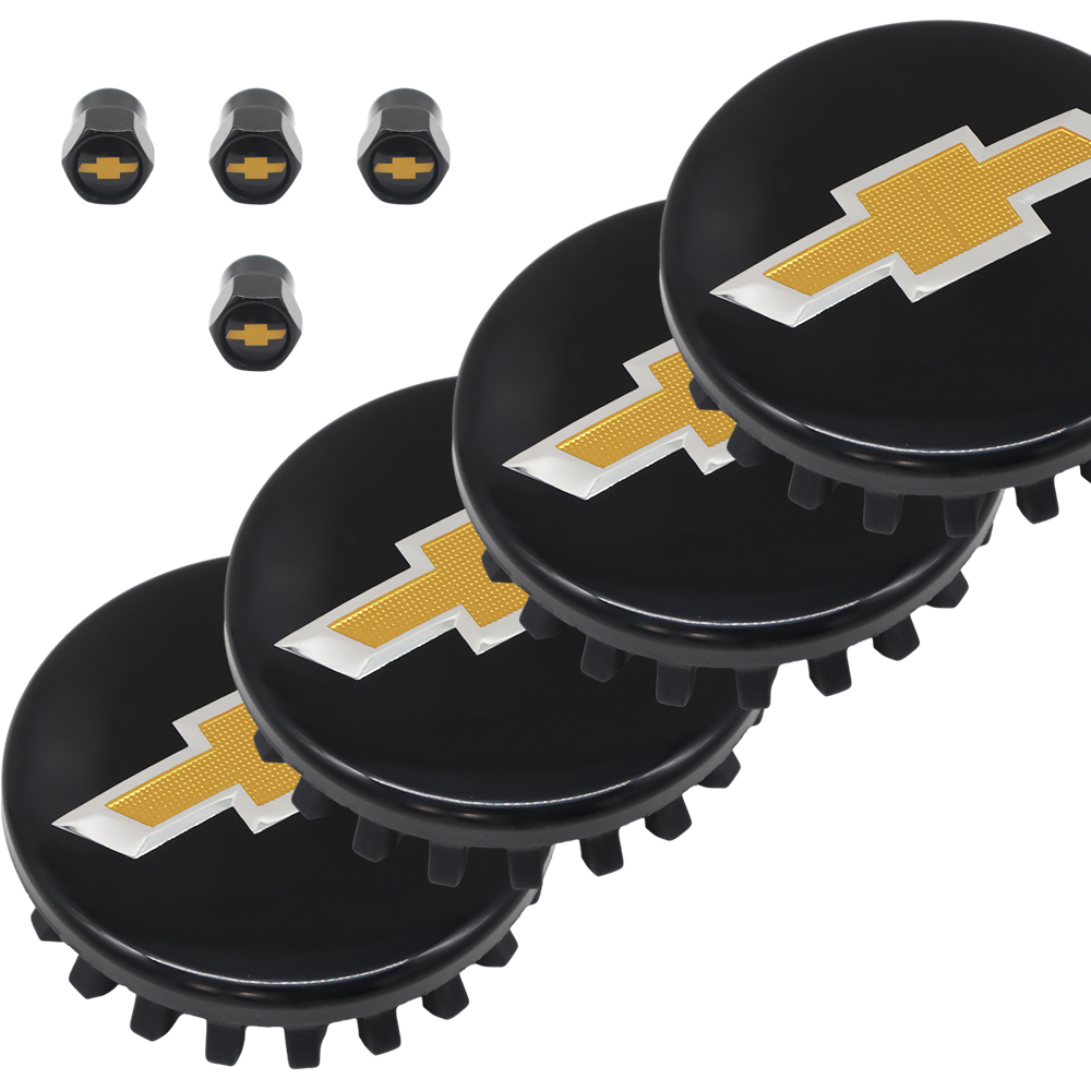 4PCS 2014-2020 Suburban Silverado Tahoe Plastic 83mm Wheel Center Hub Caps Black Yellow Chevrolet 