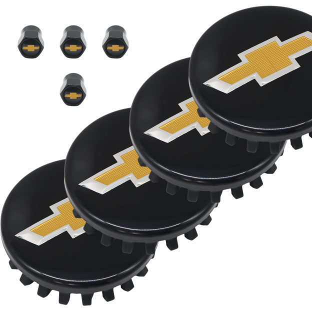 4PCS 2014-2020 Suburban Silverado Tahoe Plastic 83mm Wheel Center Hub Caps Black Yellow Chevrolet 