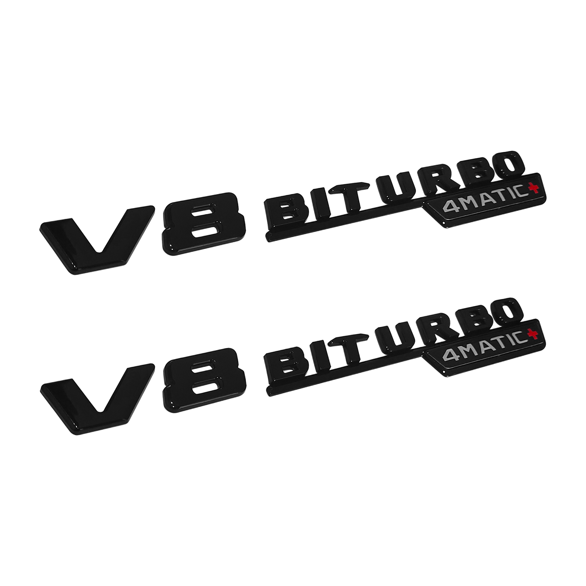 2Pcs 2021-2026 AMG ABS V8 BITURBO 4MATIC+ Letter Side Fender Gloss Black Benz A1678176600