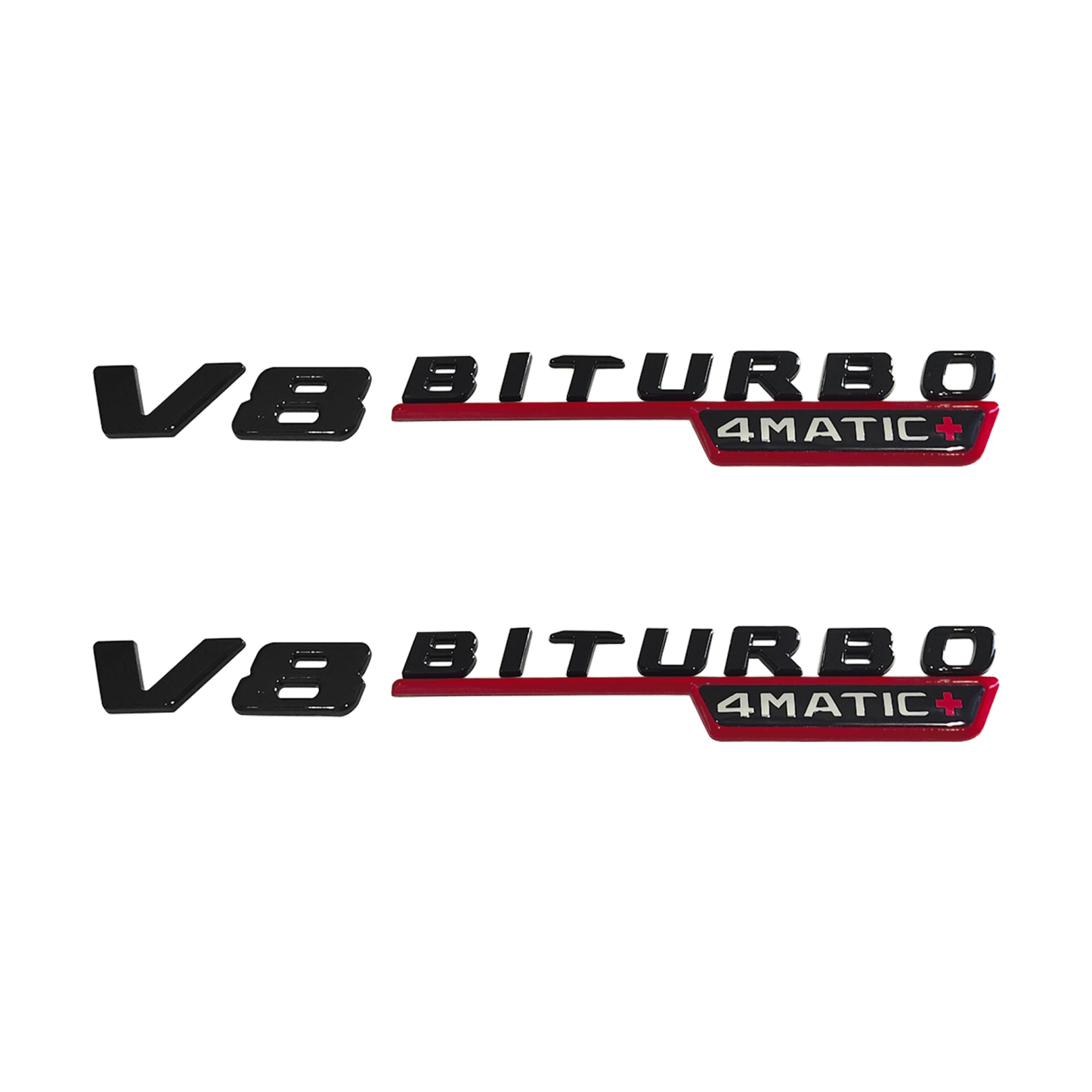 2Pcs 2021-2026 AMG ABS V8 BITURBO 4MATIC+ Letter Side Fender Gloss Black Red Benz A1678176600