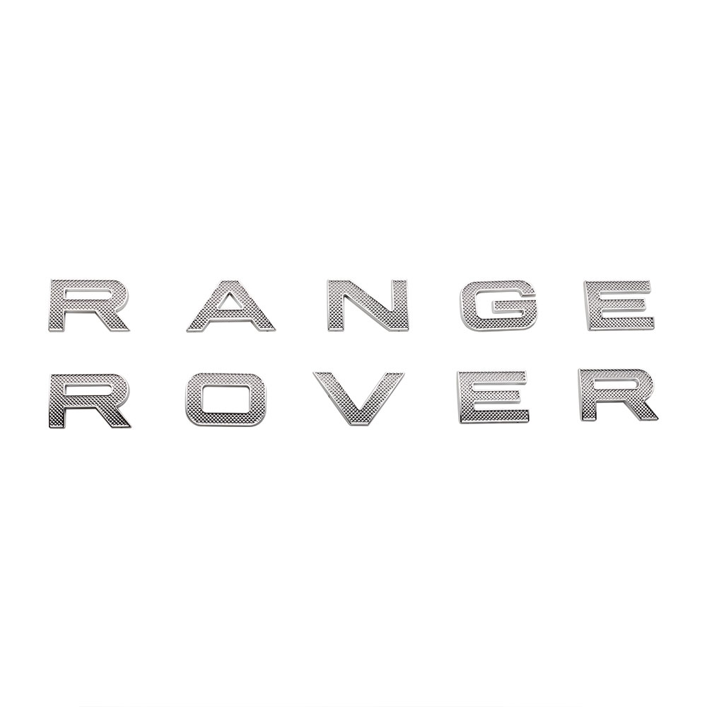 1pc Range Rover Plastic Front Hood / Rear Tailgate Letters Glossy Silver Land Rover 