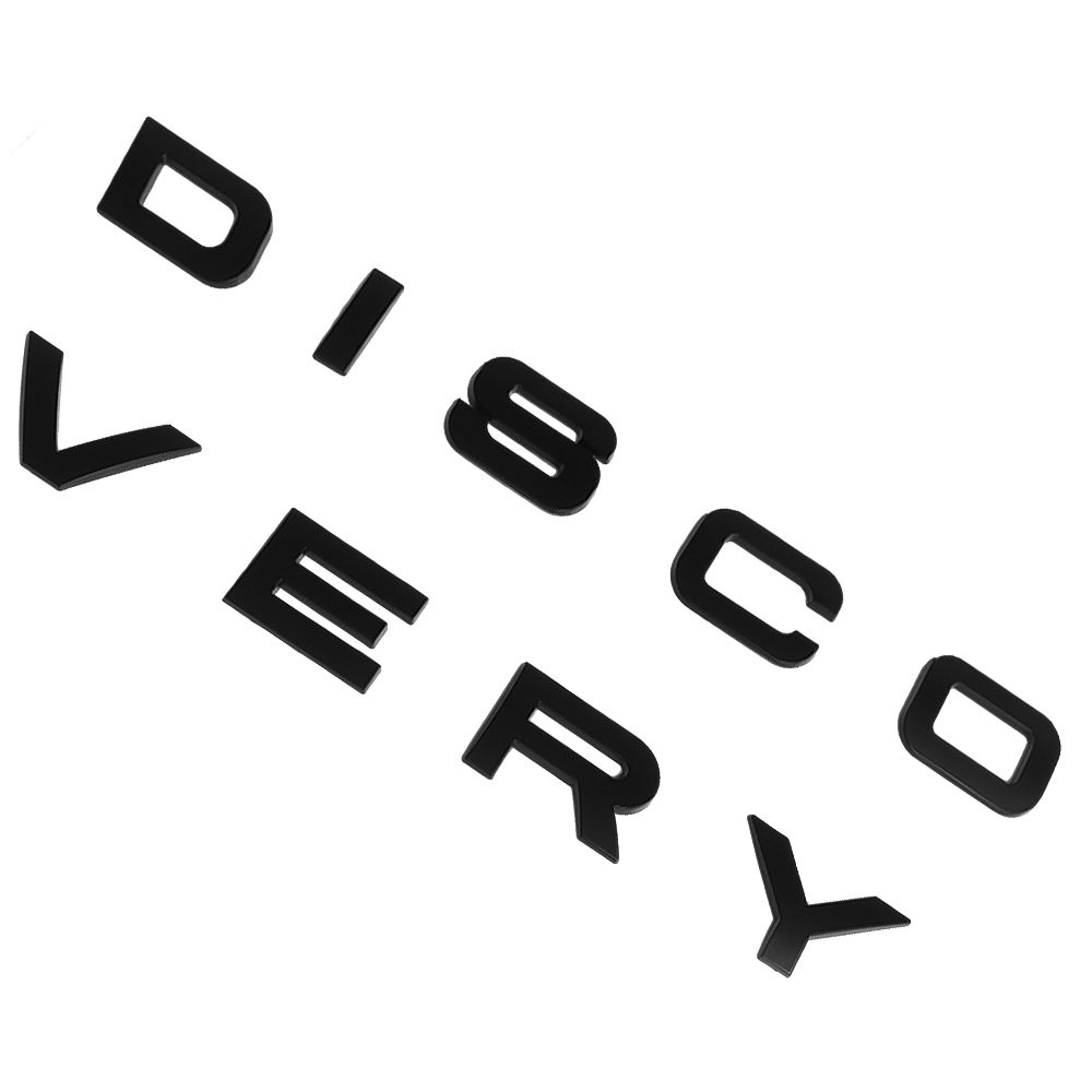 1pc Discovery Plastic Front Hood / Rear Tailgate Letters Sticker Matte Black Land Rover 