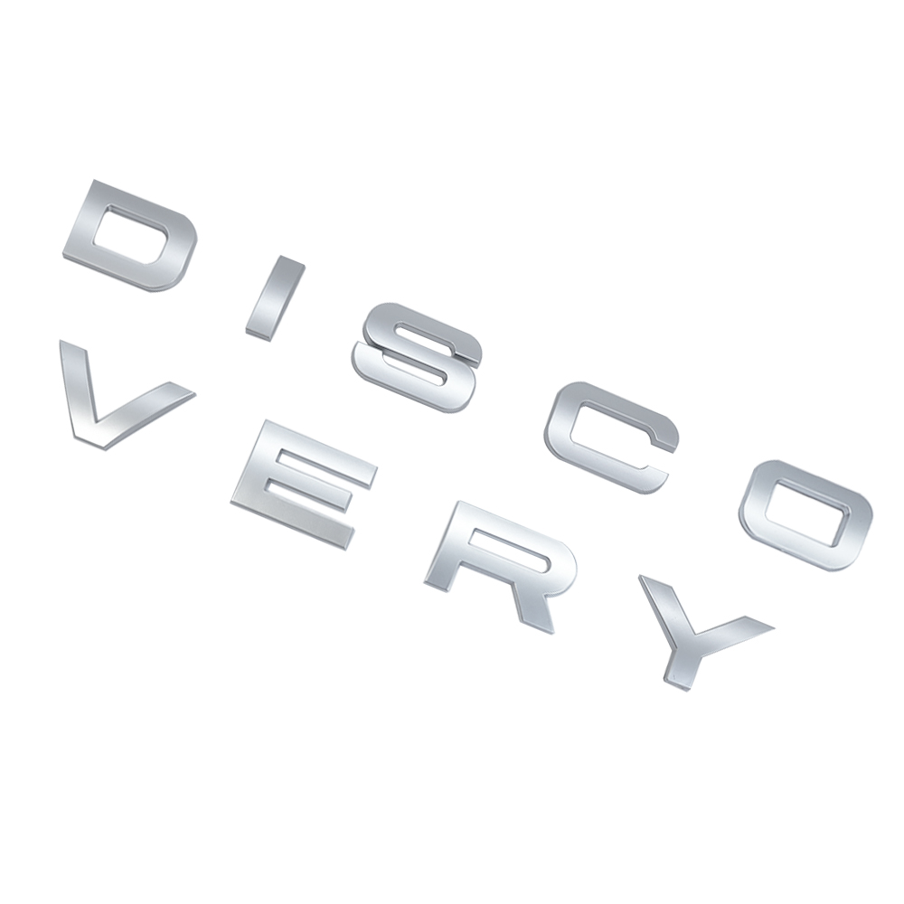 1pc Discovery Plastic Front Hood / Rear Tailgate Letters Sticker Matte Silver Land Rover 