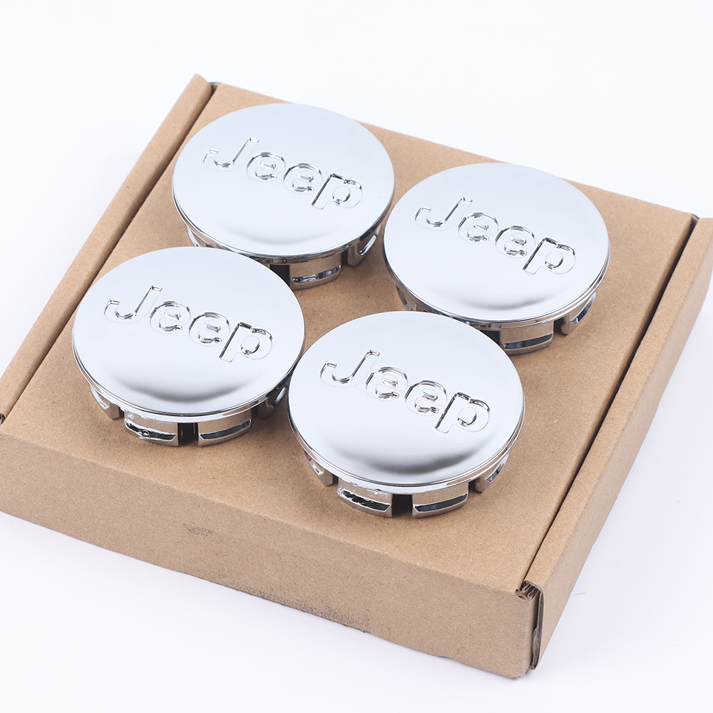 4Pcs 2002-2011 Grand Cherokee Wrangler Liberty ABS Plastic Wheel Center Caps Gloss Chrome 52090402AA Jeep 55mm