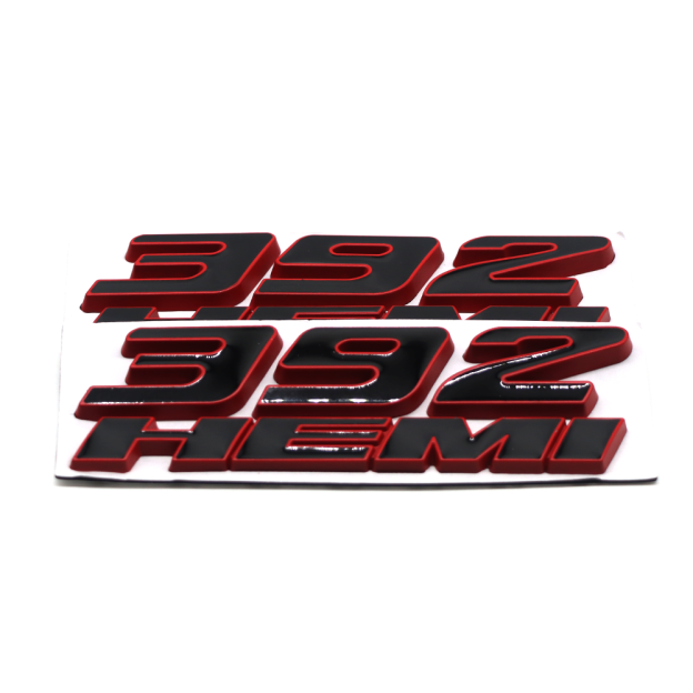 2PCS 392 HEMI SRT Charger Challenger Durango Metal Side Fender Badge 3D Decals Black Red Dodge 68086136AE
