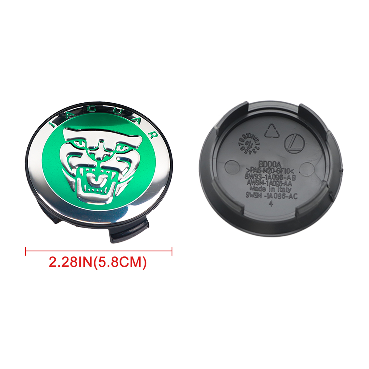 4Pcs 2010-2023 XJ XJR F-Type XF XE F-PACE I-PACE Wheel Center Caps 58mm Green Chrome Set Jaguar Rim Hub Center Cap