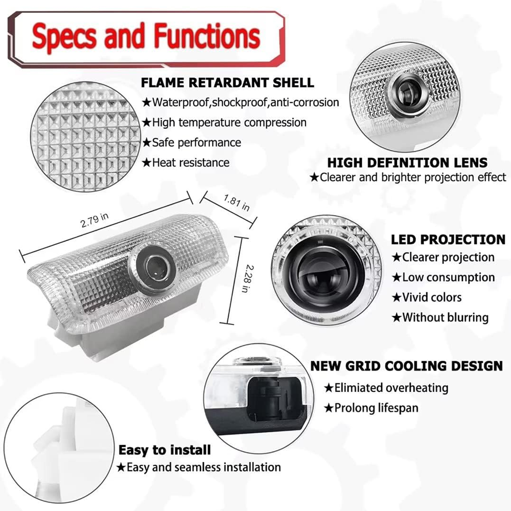 2pc For 2011- 24 Infiniti QX50 56 60 70 80 Q50 60 70 LED Door Light LED Welcome Light White Accessories Infiniti 