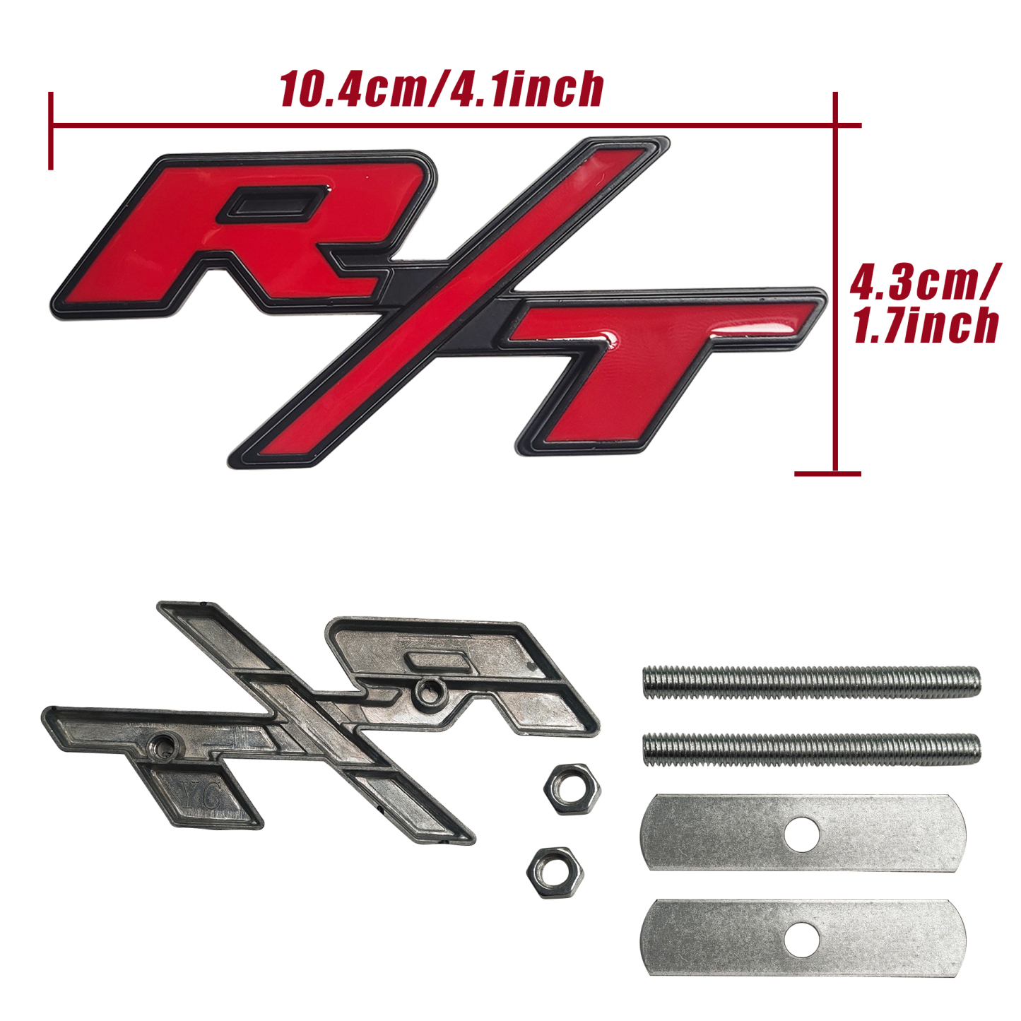 OEM For RT Front Grill Emblems R/T Car Badge Red Black Nameplate Decoration