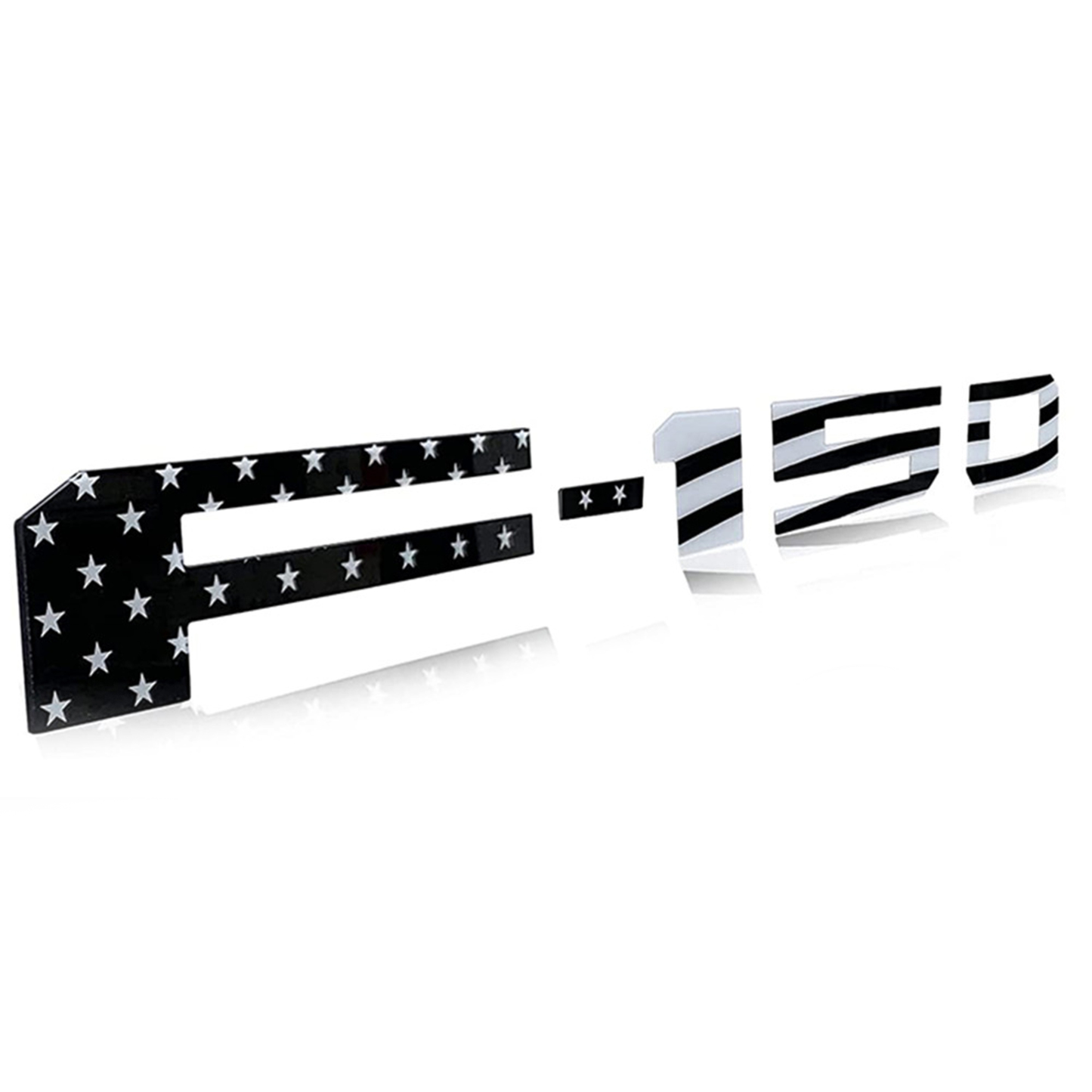 Ford F-150 2018-2020 Rear Tailgate Inserts Letters Trunk Lid emblems Badges 3D Stickers Decals Nameplate Black White USA Flag