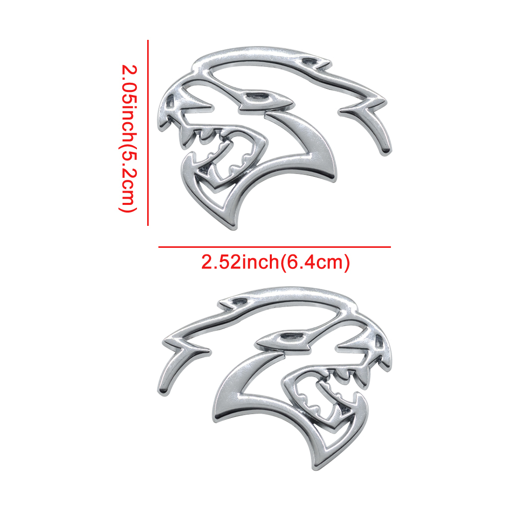 2PCS SRT Hellcat Devil Cat Charger Challenger Durango Side Fender Badge 3D Chrome Dodge 68394607AB