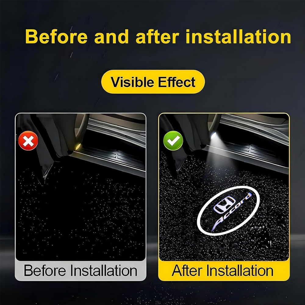 2pcs For 2014-2022 Accord PC&Aluminum Alloy Car LED Door Courtesy Puddle projector Light White Honda