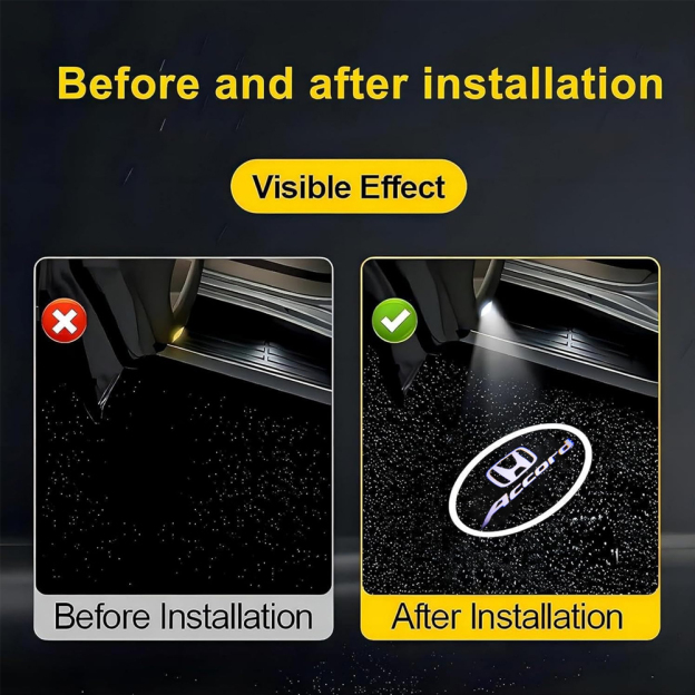 2pcs For 2014-2022 Accord PC&Aluminum Alloy Car LED Door Courtesy Puddle projector Light White Honda