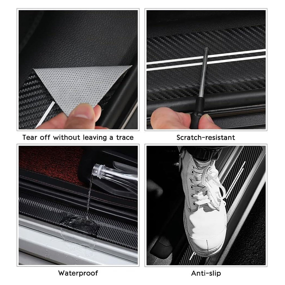 12Pcs Bronco Carbon Fiber Black Red Door Sill Scuff Covers Protector Ford Door Cup Handle Stickers Set