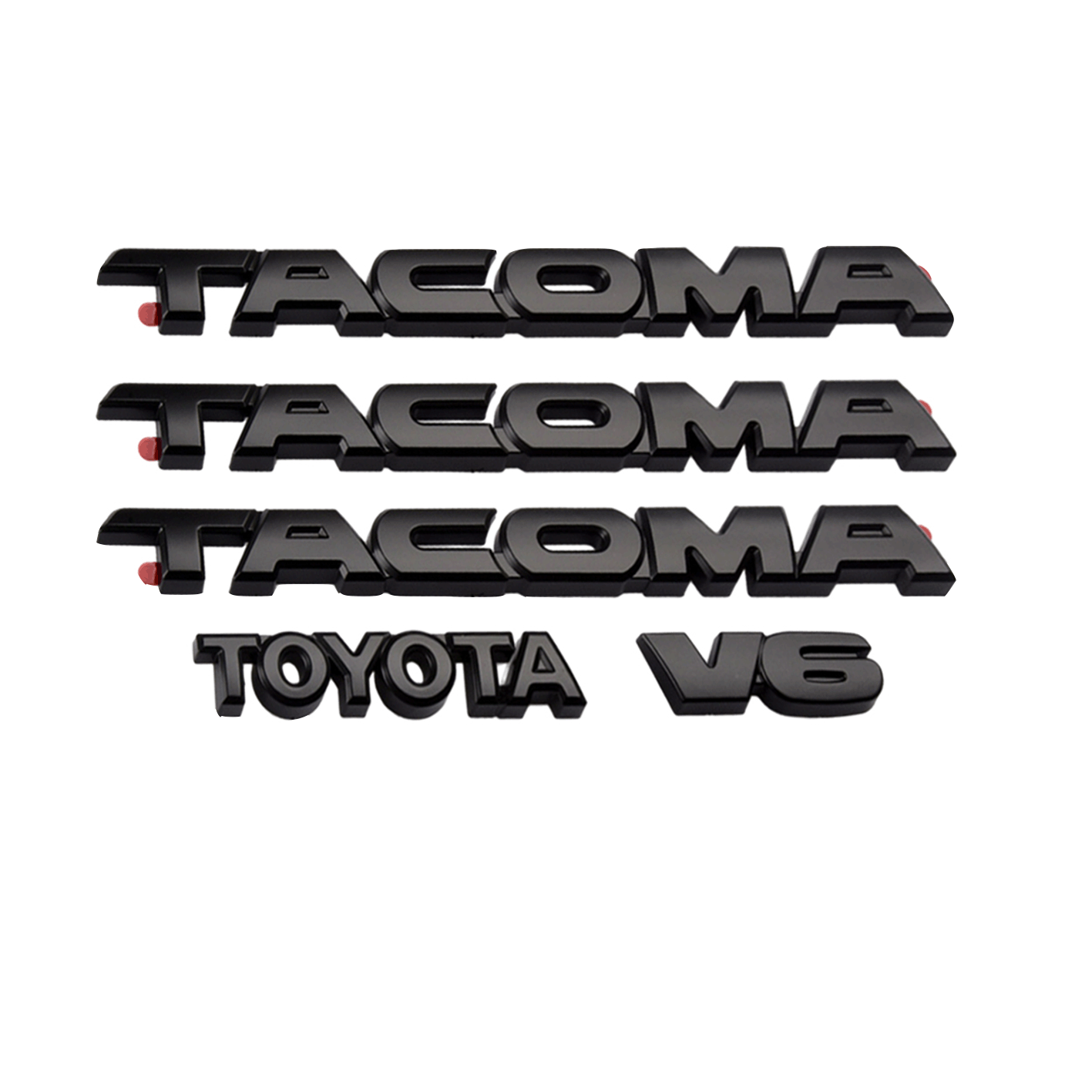 5pcs 2005-2015 Tacoma Tailgate V6 SR5 Emblem Overlay Kit Rear Trunk Badge Matte Black Toyota 
