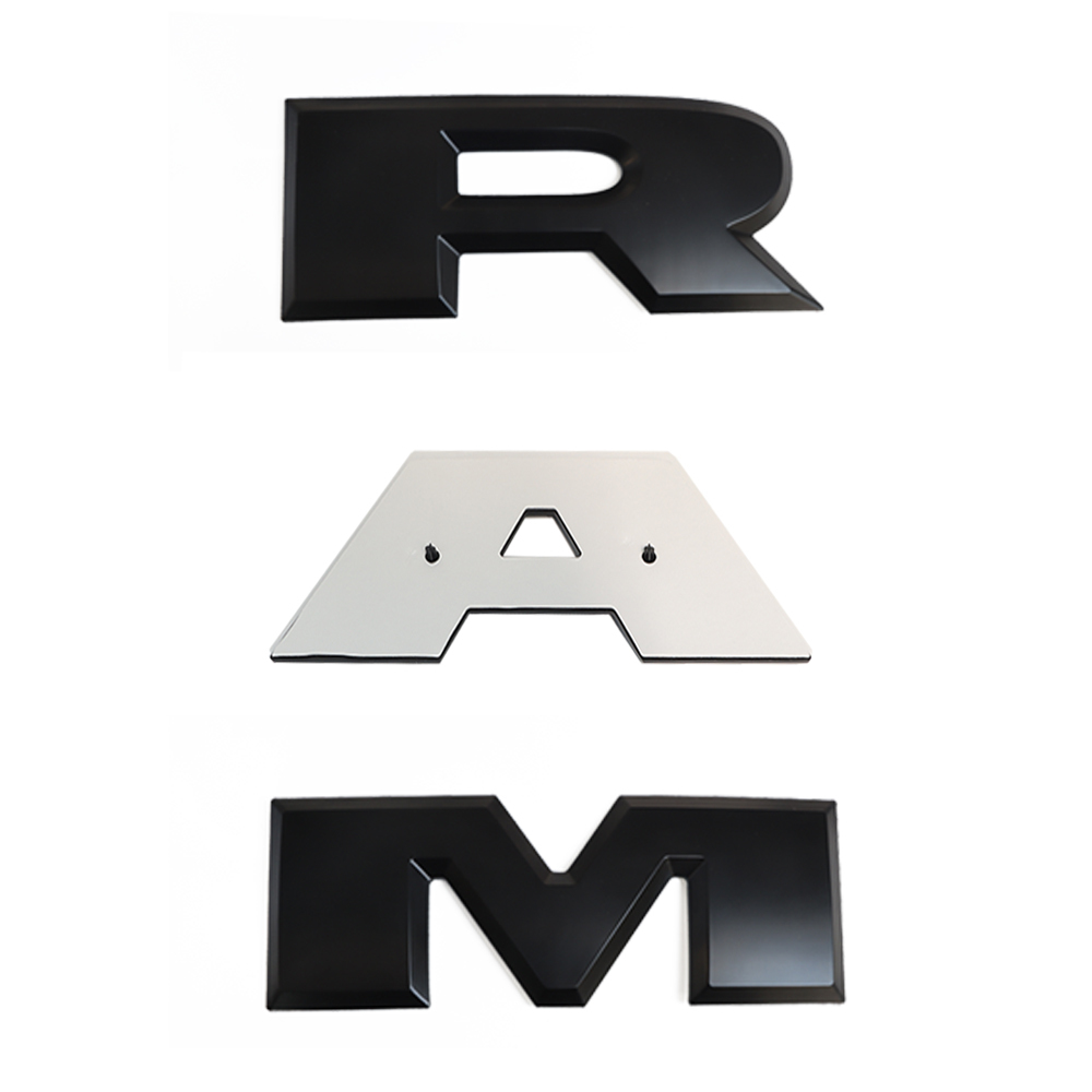 {Large} Dodge RAM 2015-2020 Rear Tailgate Letters Emblem Replacement 3D Trunk Lid Badges Matte Black