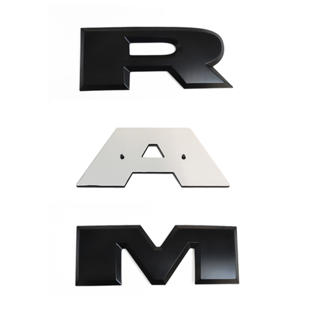 {Large} Dodge RAM 2015-2020 Rear Tailgate Letters Emblem Replacement 3D Trunk Lid Badges Matte Black
