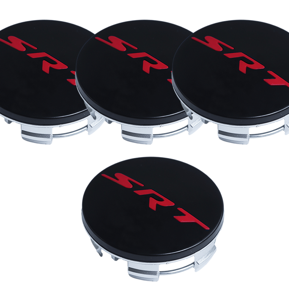 63MM Dodge Charger Challenger SRT Wheel Center Caps SRT 2011-2022 Rim Center Cover Black Red 4PCS SET 