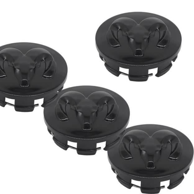 63MM Dodge RAM 1500 2013-2019 Wheel Center Caps Rim Center Hub Cover Gloss Black 4PCS SET 