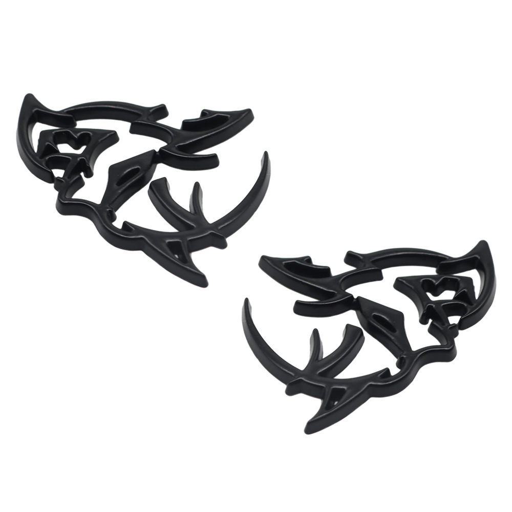 2Pcs SRT Charger Challenger Durango Metal Matte Black Dodge 6TA27SXHAA Hellcat Side Fender Devil Cat Badge